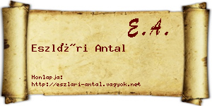Eszlári Antal névjegykártya